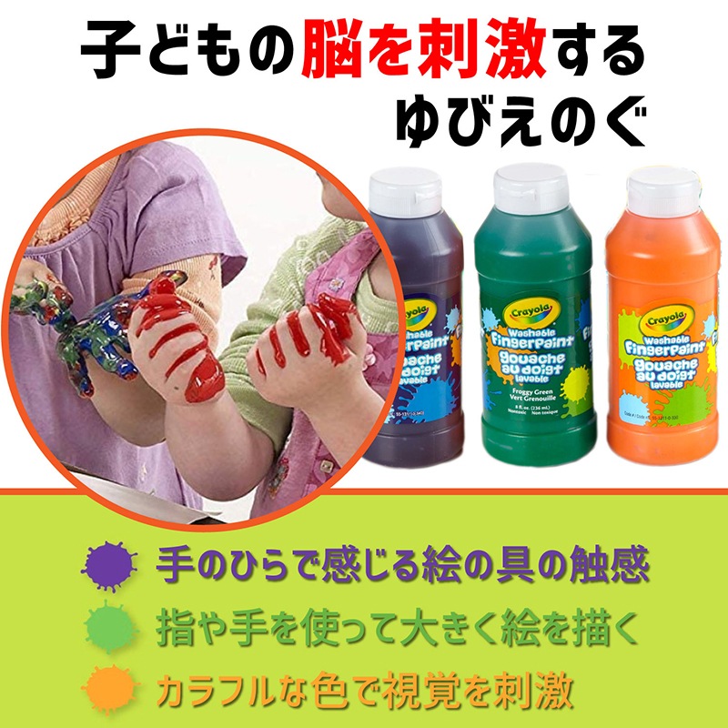 水でおとせる フィンガーペイント3色セット (ブライト)