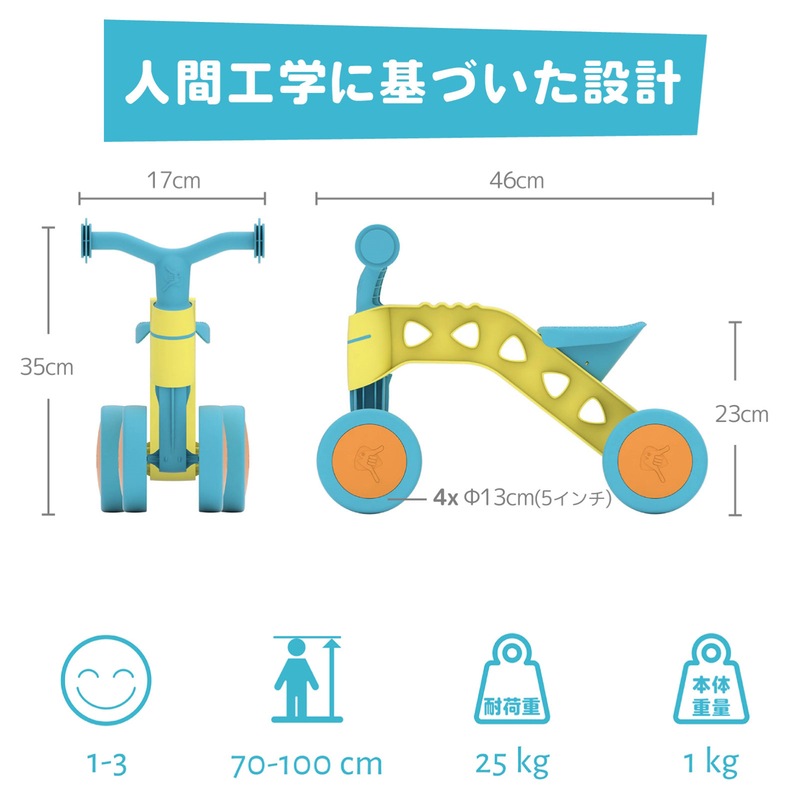イッチビッチ イエロー/ライトブルー