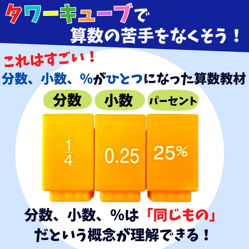 算数教材 [分数 小数 %が学べる] タワーキューブ 765023025095