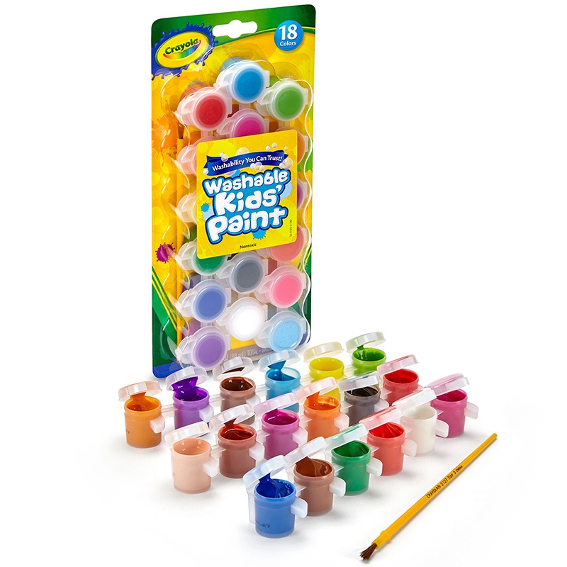 水でおとせる キッズ絵の具18色 ミニセットブラシ付き