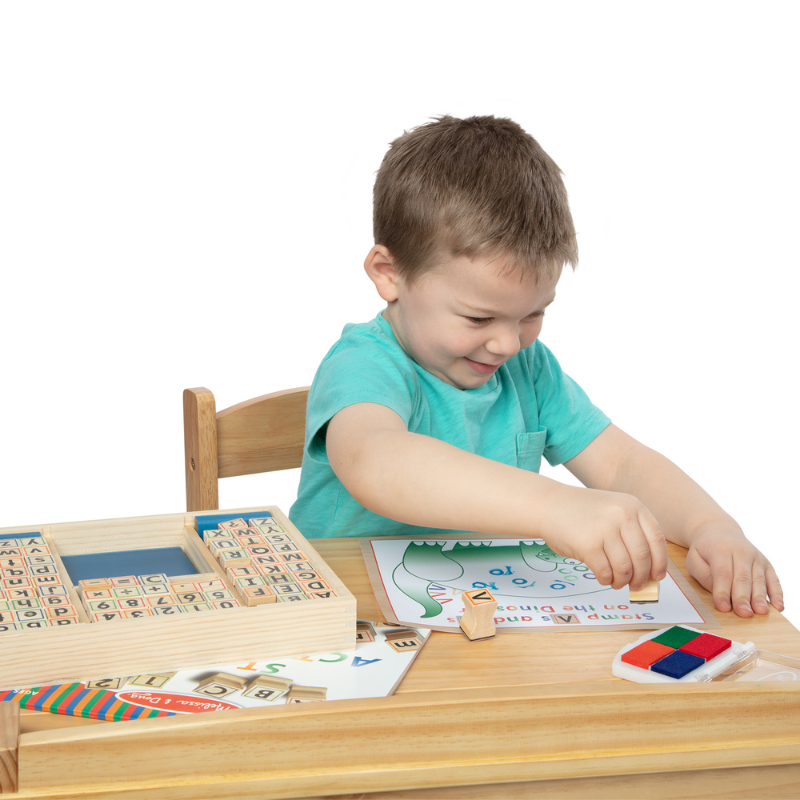 木製おもちゃ アルファベット&すうじ スタンプセット デラックス