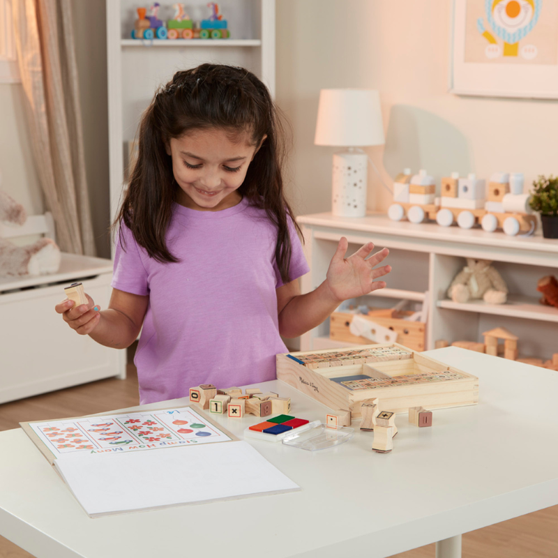 木製おもちゃ アルファベット&すうじ スタンプセット デラックス