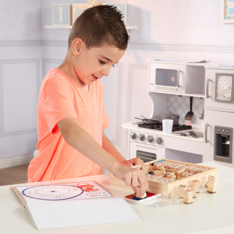 木製おもちゃ アルファベット&すうじ スタンプセット デラックス