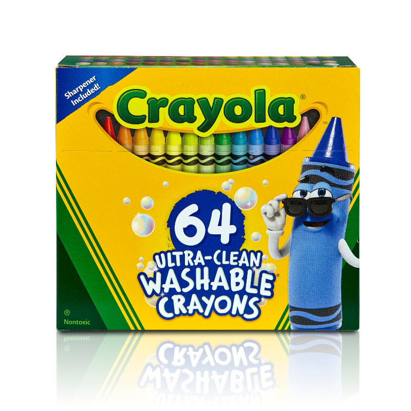 水で落とせる クレヨン 64色 クレヨン 削り付き