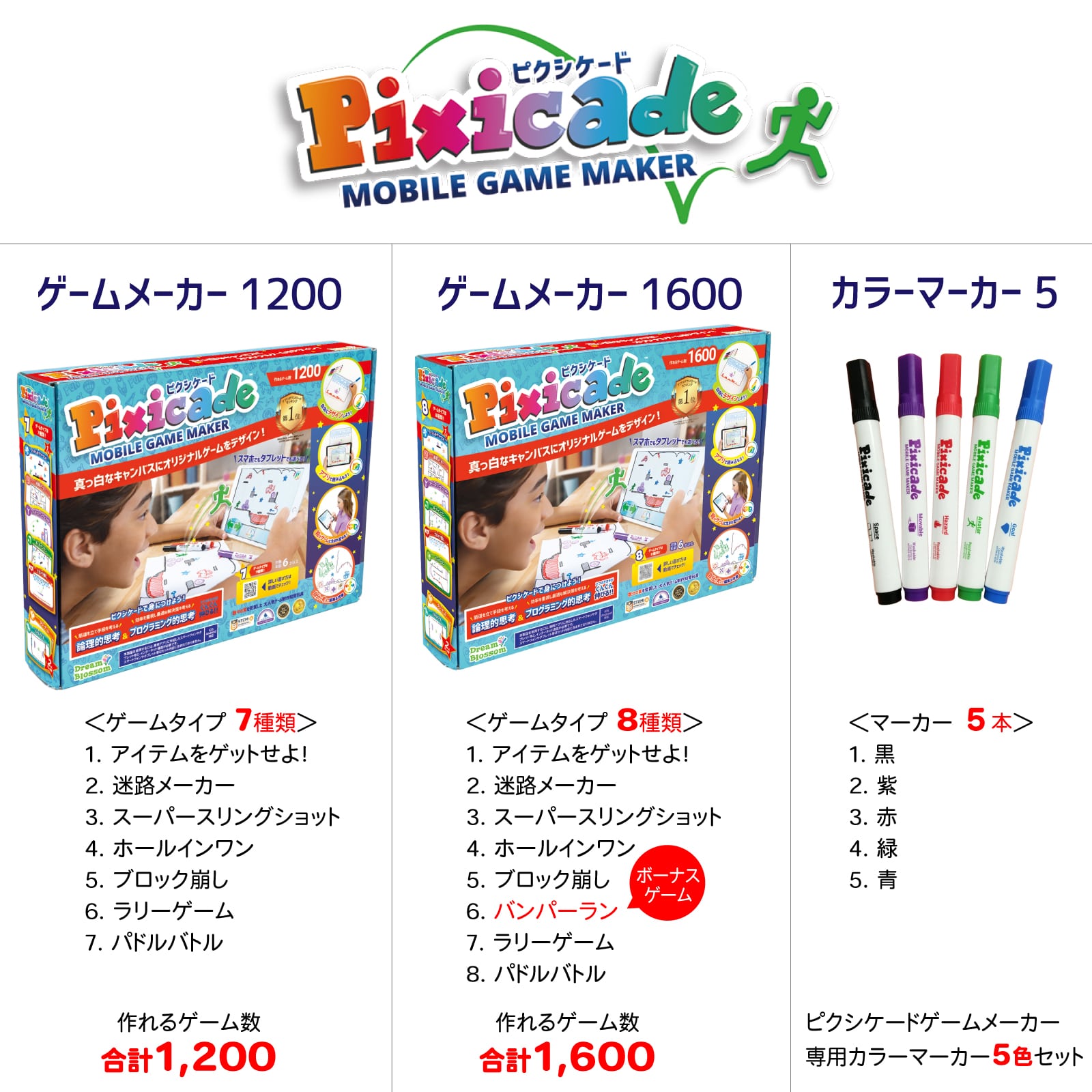 ピクシケードゲームメーカー 1200