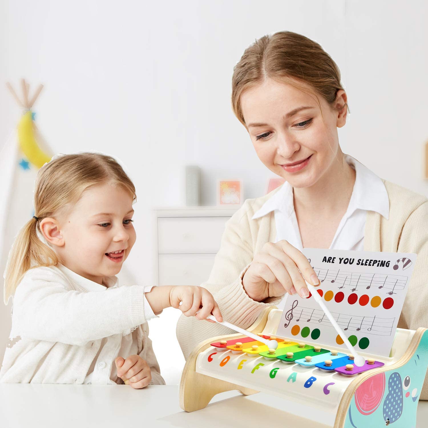 ドレミファゾウさんのカラフル鉄琴おもちゃ