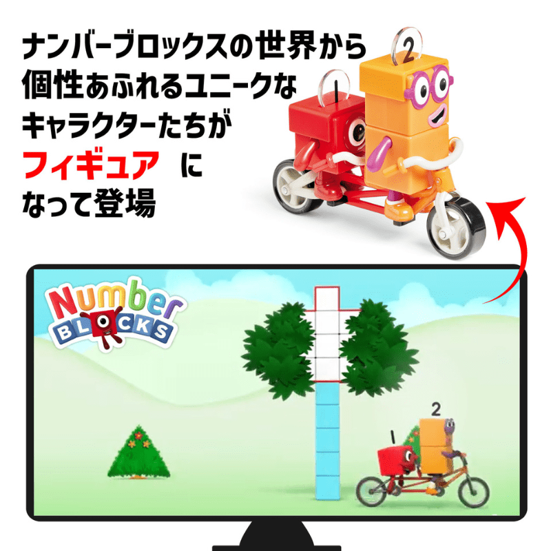 ナンバーブロックスキャラクターフィギュア自転車付き5ピース入り