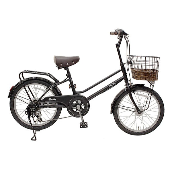 【京都銀行及び京都フィナンシャルグループ会社の皆様】Dプラス オリジナル自転車  カフェミニ 外装6段変速 20 FBCM206R シティサイクル, 街乗り ファッション 自転車 鍵 ライト スタンド 泥除け 防犯登録無料 マットブラック（MK）