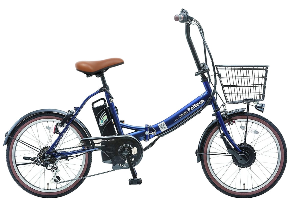 【メーカー直送※送料無料】電動アシスト折りたたみ自転車 TDN-206L ペルテック 20インチ 外装6段変速 12Ah 電動アシスト自転車 電動自転車 日本電産製モーター アシストシステム  折り畳み自転車 フォールディングバイク 20型 防犯登録無料 メーカー直送 マットブルー