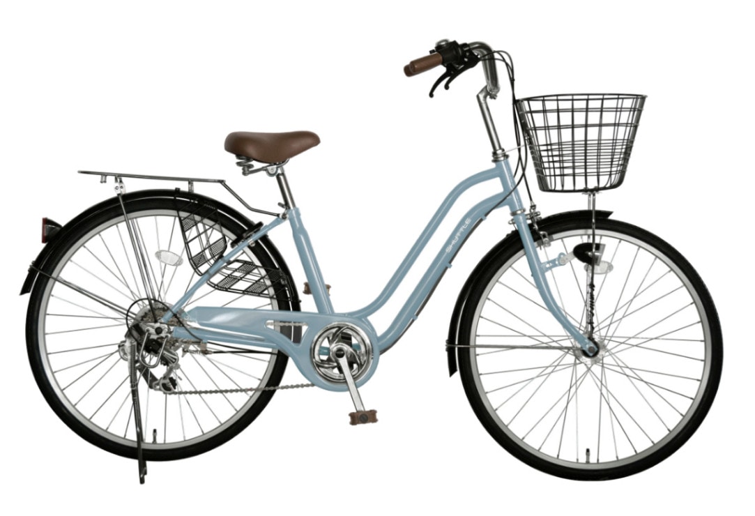 シャトル SHUTTLE 外装6段変速 FBSH-266OL  26インチ オリジナル自転車 街乗り 自転車 鍵 オートライト スタンド 泥除け装備 シティ車 防犯登録無料 ライトブルーグレーBG