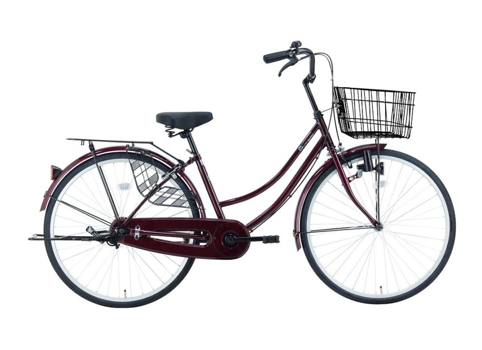 【京都銀行及び京都フィナンシャルグループ会社の皆様】マイスター 軽快車 シティ車 26インチ 自転車 通勤 通学 お買い物 シングルギア 無変速 サカイサイクル 両立スタンド 防犯登録無料 前カゴ 泥除け  シリンダー錠 標準装備 ワインレッド