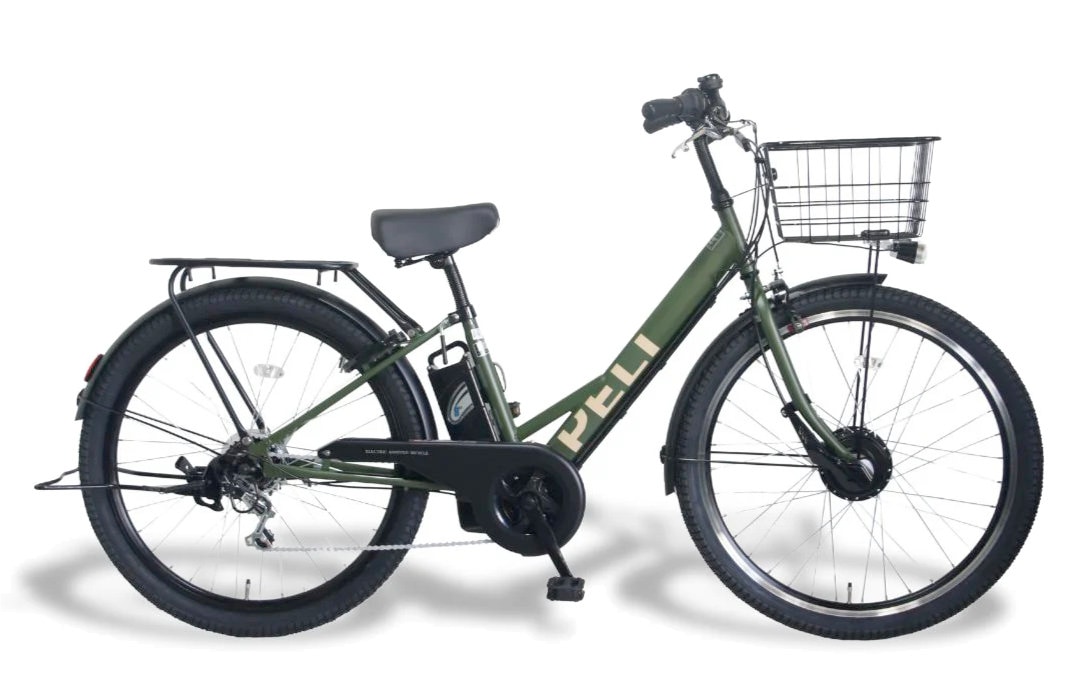 【メーカー直送※送料無料】電動アシスト自転車 TDA-728L ペルテック 27.5インチ 外装6段変速 8Ah 電動自転車 日本電産製モーター アシストシステム 大型カゴ 幅広タイヤ 27.5型 液晶パネル 防犯登録無料 メーカー直送 マットカーキ