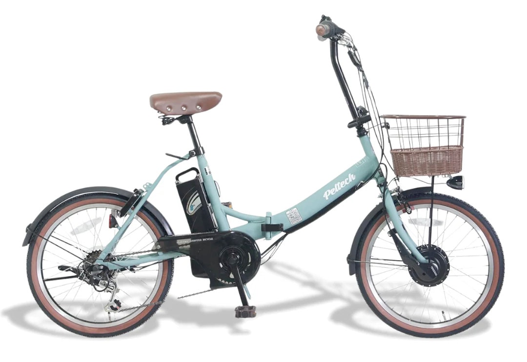 【メーカー直送※送料無料】電動アシスト折りたたみ自転車 TDN-206LD ペルテック 20インチ 外装6段変速 12Ah 電動アシスト自転車 電動自転車 日本電産製モーター アシストシステム  折り畳み自転車 フォールディングバイク 20型 防犯登録無料 メーカー直送 北欧スタイル 限定カラー スモークグリーン