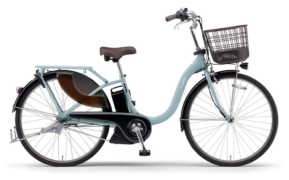 ヤマハ パス ウィズ PA26W 2026年モデル 26インチ 電動自転車 電動アシスト自転車 通勤 日常使い 防犯登録無料 PAS With 通勤安全整備士の完全組立 子供乗せ マットスモーキーブルー
