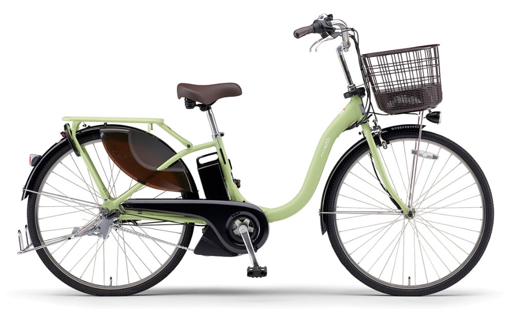 ヤマハ パス ウィズ PA26W 2026年モデル 26インチ 電動自転車 電動アシスト自転車 通勤 日常使い 防犯登録無料 PAS With 通勤安全整備士の完全組立 子供乗せ マットフレッシュグリーン