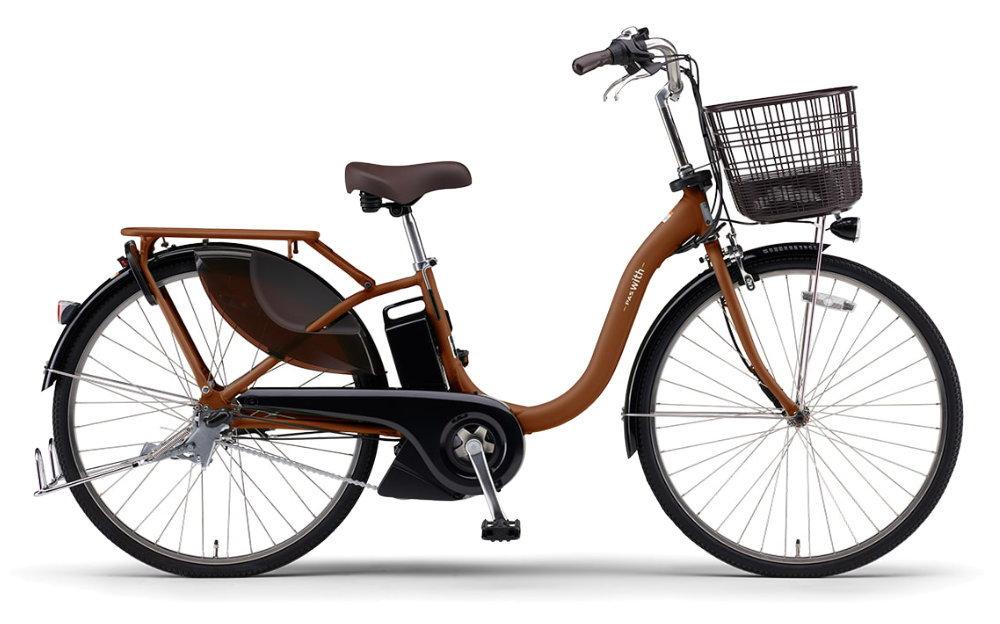 ヤマハ パス ウィズ PA26W 2026年モデル 26インチ 電動自転車 電動アシスト自転車 通勤 日常使い 防犯登録無料 PAS With 通勤安全整備士の完全組立 子供乗せ マットナチュラルブラウン