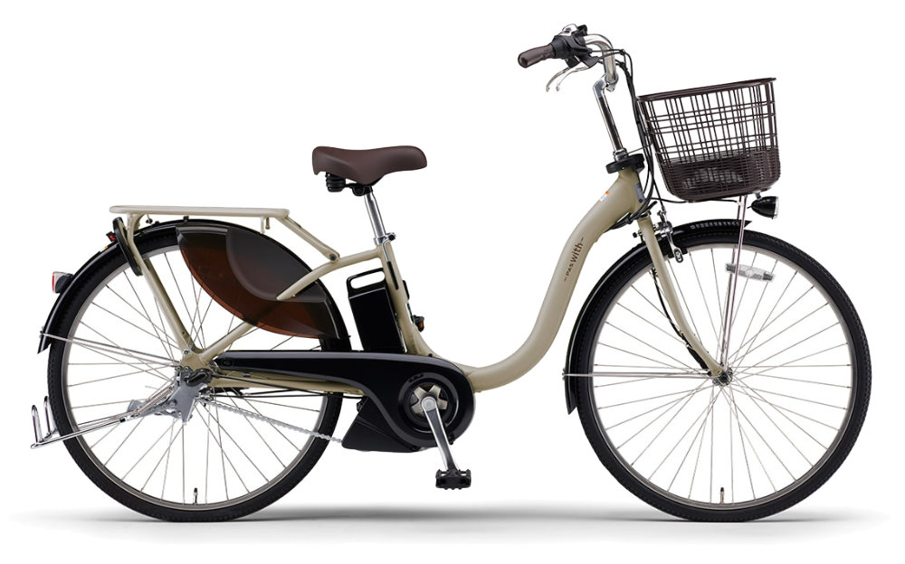 ヤマハ パス ウィズ PA26W 2026年モデル 26インチ 電動自転車 電動アシスト自転車 通勤 日常使い 防犯登録無料 PAS With 通勤安全整備士の完全組立 子供乗せ マットグレイッシュベージュ