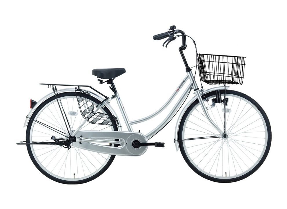 【京都銀行及び京都フィナンシャルグループ会社の皆様】マイスター 軽快車 シティ車 26インチ 自転車 通勤 通学 お買い物 シングルギア 無変速 サカイサイクル 両立スタンド 防犯登録無料 前カゴ 泥除け  シリンダー錠 標準装備 シルバー