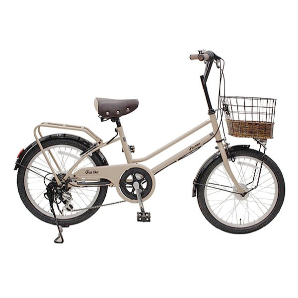 【京都銀行及び京都フィナンシャルグループ会社の皆様】Dプラス オリジナル自転車  カフェミニ 外装6段変速 20 FBCM206R シティサイクル, 街乗り ファッション 自転車 鍵 ライト スタンド 泥除け 防犯登録無料 マットベージュ（MC）