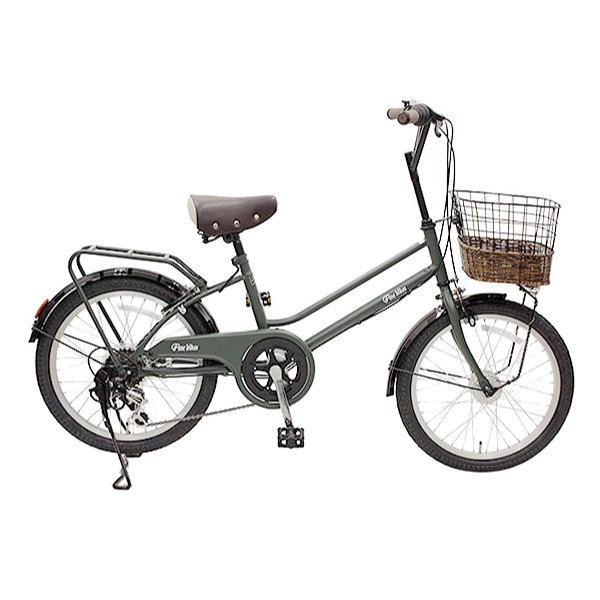【京都銀行及び京都フィナンシャルグループ会社の皆様】Dプラス オリジナル自転車  カフェミニ 外装6段変速 20 FBCM206R シティサイクル, 街乗り ファッション 自転車 鍵 ライト スタンド 泥除け 防犯登録無料 マットグリーン（MG）