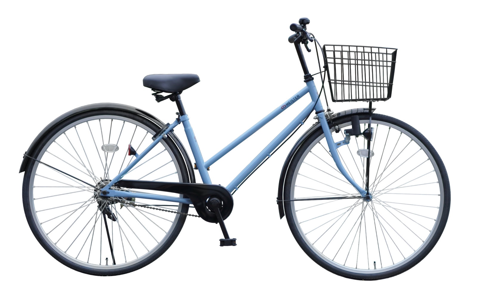 【京都銀行及び京都フィナンシャルグループ会社の皆様】ブラックシティ 軽快車 シティ車 27インチ 自転車 通勤 通学 普段使い シングルギア 無変速 防犯登録無料 前カゴ 泥除け スタンド シリンダー錠 標準装備 ブルーグレー（BG）