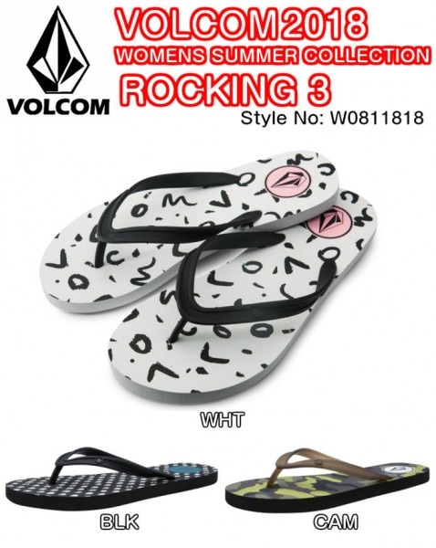VOLCOM　ボルコム　ROCKING 3　W0811818　ラバースポンジアウトソール　ロゴ　グラフィックプリント　ビーチ サンダル　レディース　2018 SUMMERモデル　正規品|サンダル|サー