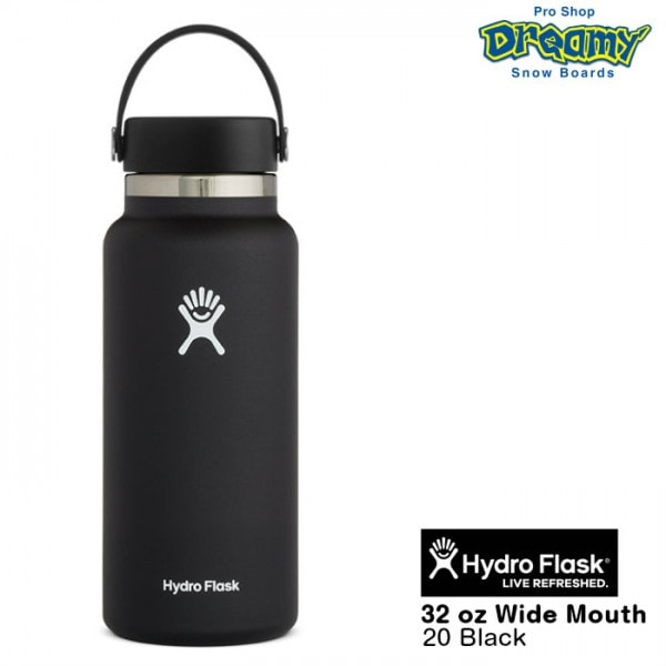 Hydro Flask ϥɥե饹 32 oz Wide Mouth 946ml #5089025 20 Black ƥ쥹ܥȥ Ǯ¤ ѥƥ ȥɥ ޥܥȥ