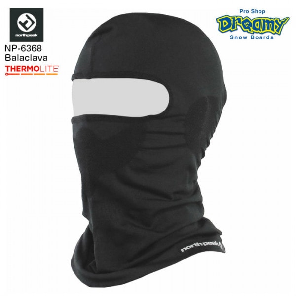 north peak ノースピーク Balaclava NP-6368 バラクラバ サーモライト 高機能繊維 軽量 マスク部メッシュ素材 フリーサイズ フェイスマスク 目出し帽 BK 正規品|スノーグ