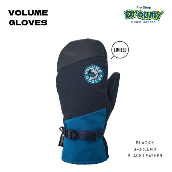 22-23 VOLUME GLOVES �ܥ�塼�॰������ MITTEN KING MK09G01 BLACK x B-GREEN x BLACK LEATHER GORE-TEX ���Ρ��������� ������