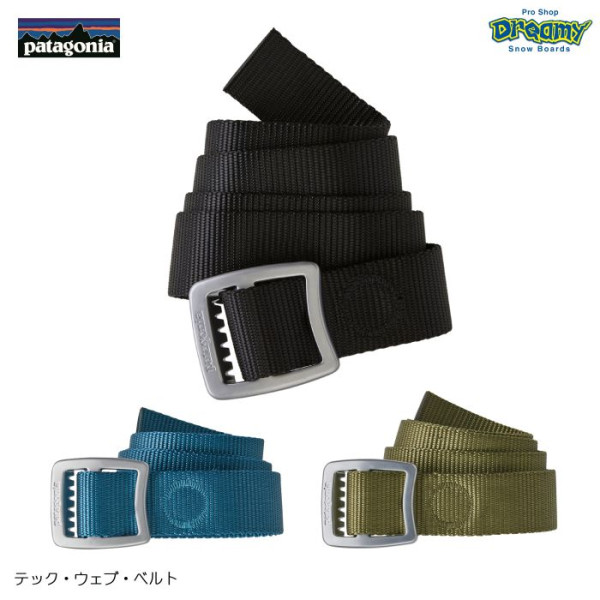 patagonia パタゴニア テック・ウェブ・ベルト 59194 ベルト幅4cm ベルト長118cm アルミニウム製バックル栓抜き ナイロン・ウェビング ガチャベルト ロゴ 正規品|Patagoni