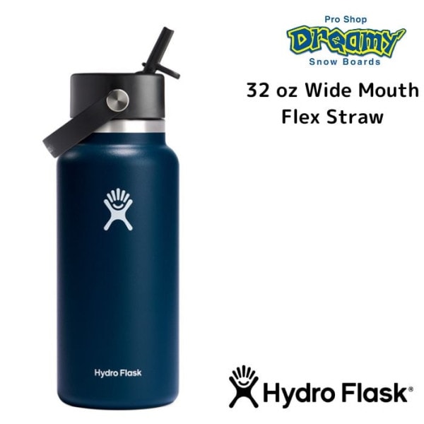 HydroFlask ϥɥե饹 HYDRATION 32 oz Wide Mouth Flex Straw Indigo 8901460101231 946ml ƥ쥹 Ǯ¤ ȥɥ  