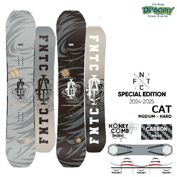 24-25 FNTC エフエヌティーシー CAT ダブルキャンバーモデル グランドトリック カービング ミドルフレックス 超軽量 グラトリ スノーボード 板  2025 正規品|ボード|★スノーボード