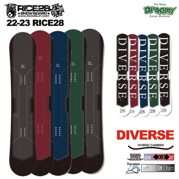 RICE28 ライス DIVERSE フルツイン CA2キャンバー  国産 グラトリ ラントリ ディバース メンズ スノーボード 板 2023 正規品|ボード|★スノーボード