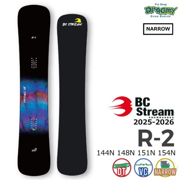 25-26 BC STREAM R-2 ナロー ディレクショナルツイン バリアブルキャンバー カービング ハンマーヘッド ビーシーストリーム アールツー|ボード|★スノーボード