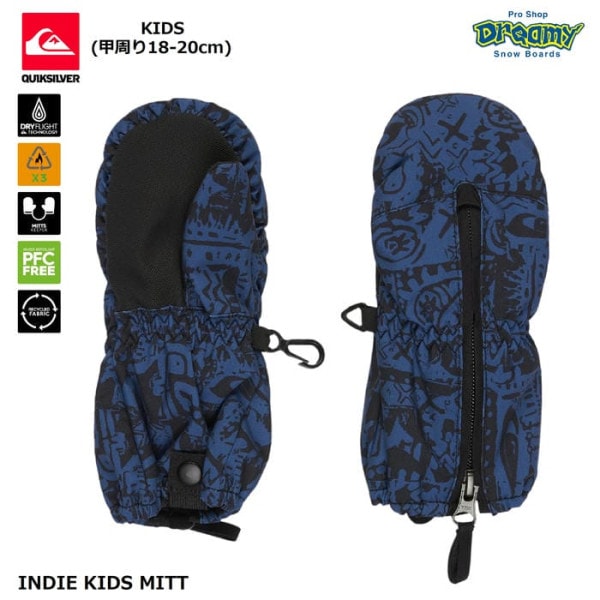 QUIKSILVER INDIE KIDS MITT KGV253407 ���å� ���Ρ��ߥȥ󥰥����� �ü���18-20cm �ɿ� ���� ��æ�ѥե����ʡ� ʶ���ɻߥ��ʥåץܥ��� �����å�����С� ������