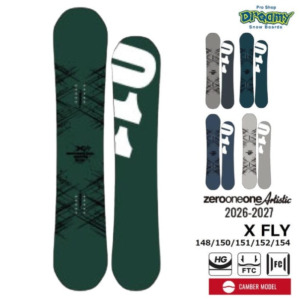 26-27 011 Artistic X FLY 148/150/151/152/154 ゼロワンワンアーティスティック エックスフライ フラットツインキャンバー グラトリ 国産 スノーボード 正規品