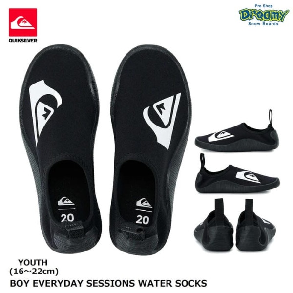 QUIKSILVER BOY EVERYDAY SESSIONS WATER SOCKS KSA261701 ���å� �������������塼�� 18-22cm ���ȥ�å� �ޥ�󥷥塼�� �桼�� ���� �����å�����С� ������