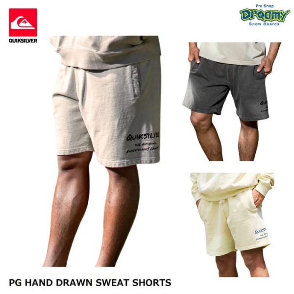 QUIKSILVER PG HAND DRAWN SWEAT SHORTS QWS261001 ���硼�ȥѥ�� �Ҥ���� �쥮��顼�ե��å� �������å� �ɥ��������� ��˥��å��� �����å�����С� ������