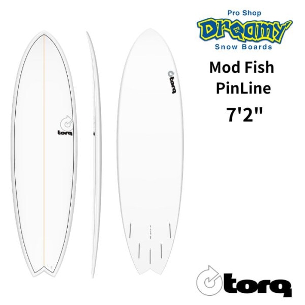 TORQ Surfboard トルクサーフボード Mod Fish 7’2” Pinline White モッドフィッシュ サーフボード TQ-B-0702F エポキシ サーフィン ファンボード