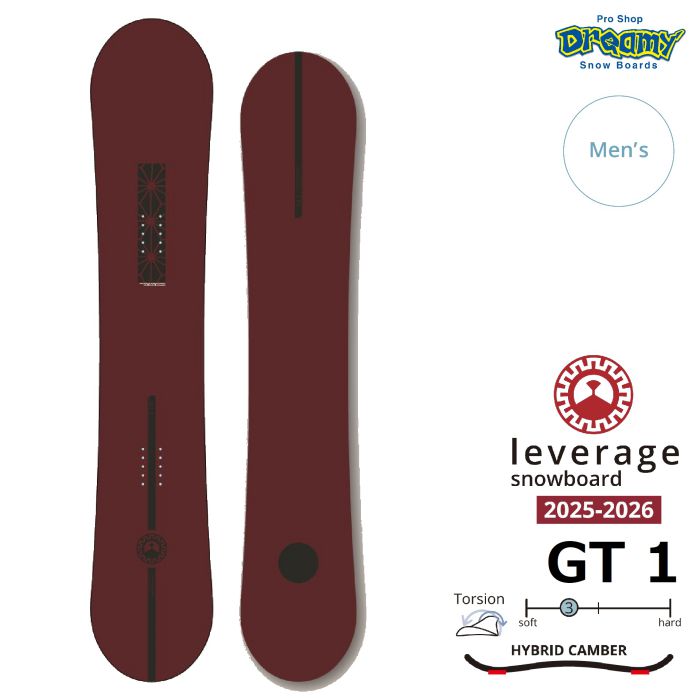 スノーボード 25-26 leverage board GT1 148 25-26 leverage GT1 148/151/154 ハイブリッドキャンバー グラトリ専用