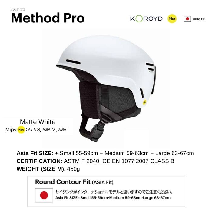 25-26 SMITH スミス Method Pro MIPS 01027524mw Matte White Koroyd