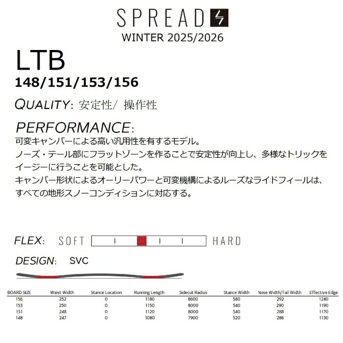 スノーボード spread ltb ltd 153 オリジナル解説】SPREAD LTB-LTD 145-148-151-153-156cm 2022-23