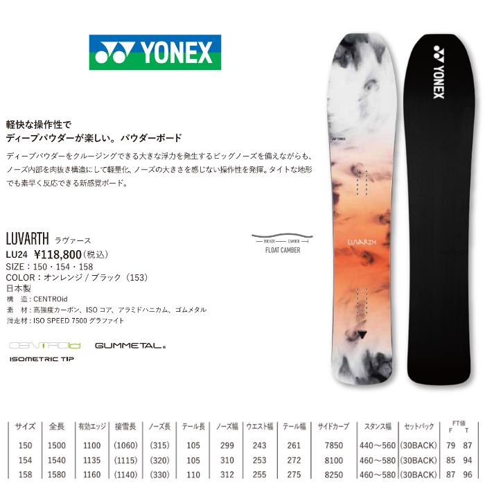 24-25 YONEX ヨネックス LUVARTH ラヴァース LU24 オンレンジ/ブラック
