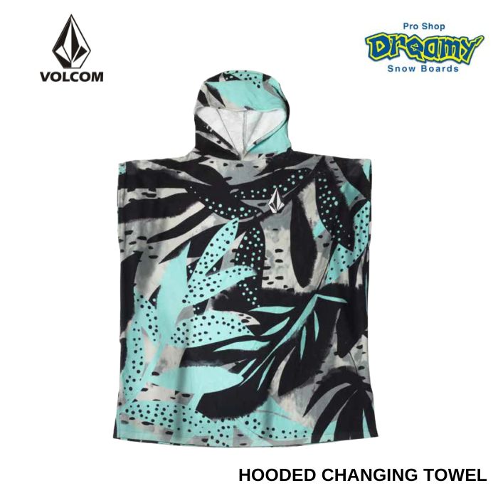 ボルコム　VOLCOMセミドライ VOLCOM ボルコム HOODED CHANGING TOWEL VMXX014ZYW AQUA/BLACK ロゴ