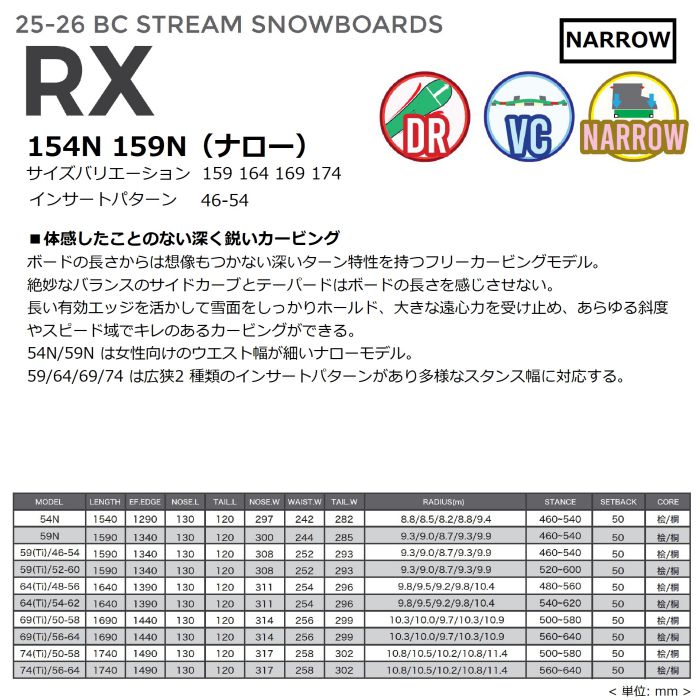 25-26 BC STREAM RX ナロー 154N/159N ディレクショナル バリアブル