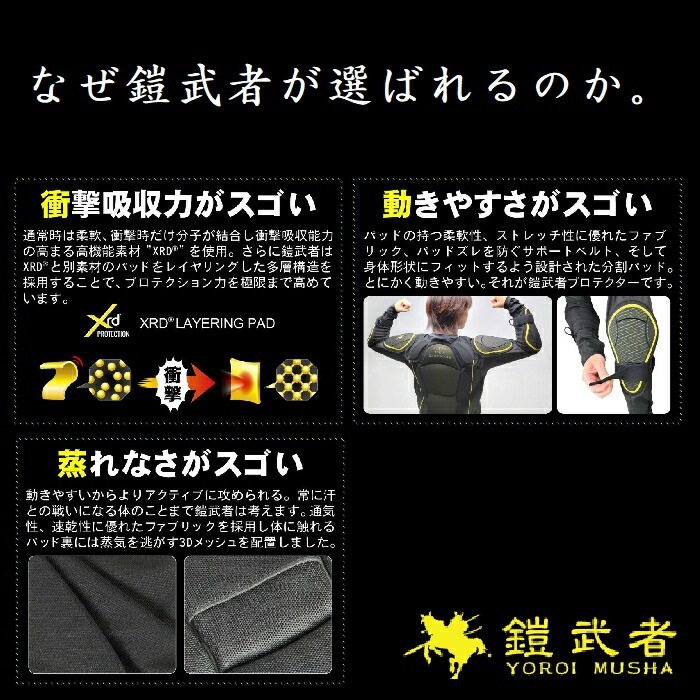 鎧武者 ヨロイムシャ PROTECTOR VEST YM-1736 XRD パッド最大厚