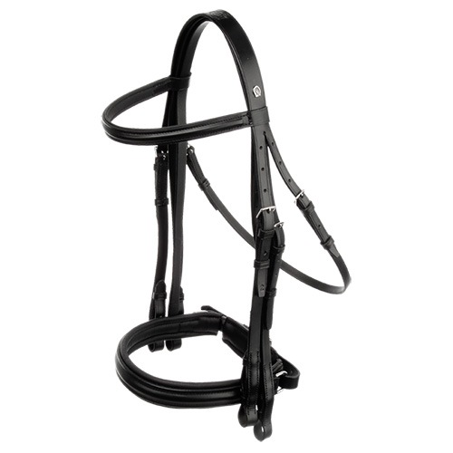 乗馬用品、水勒頭絡、黒、平革、布手綱付き、新品未使用 COBサイズ 