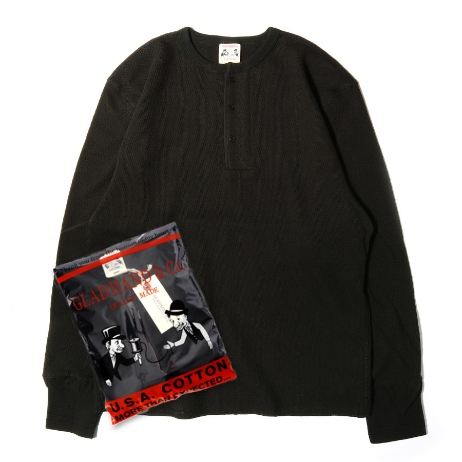 STANDARD（WIDE） WAFFLE HENRY L/S T-SHIRTS_28（BK）／GLAD