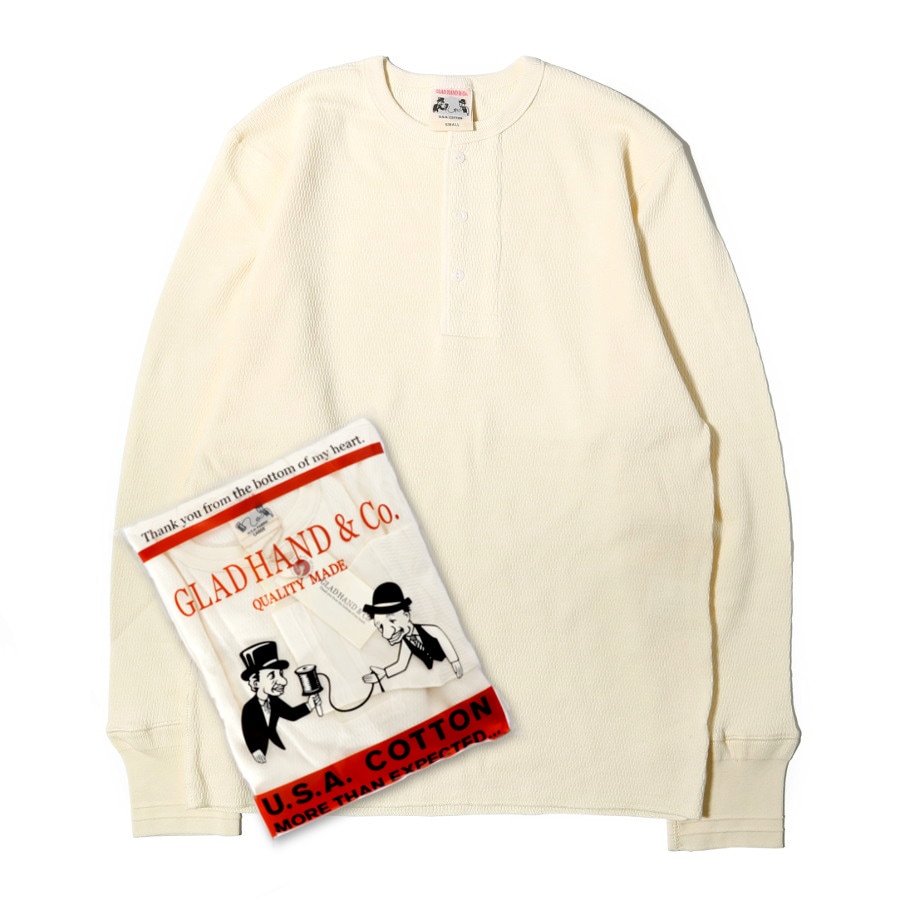 STANDARD（WIDE） WAFFLE HENRY L/S T-SHIRTS_28（WH）／GLAD HAND （T