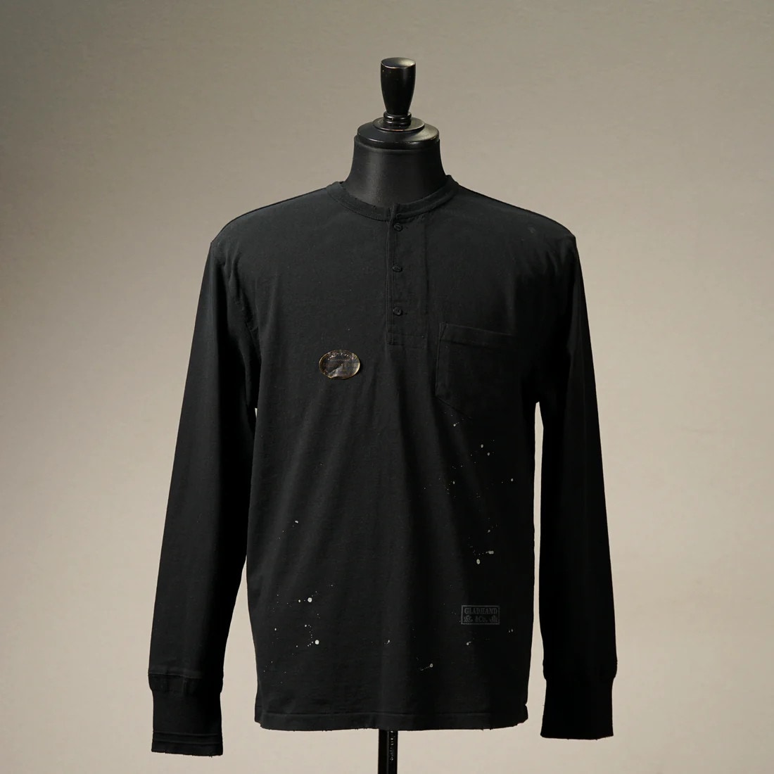 VINTAGE FINISH STANDARD HENRY POCKET L/S T-SHIRTS_26（BK）／GLAD 